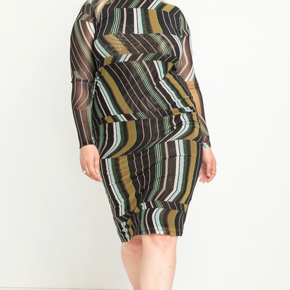 Eloquii Mesh Turtleneck Dress